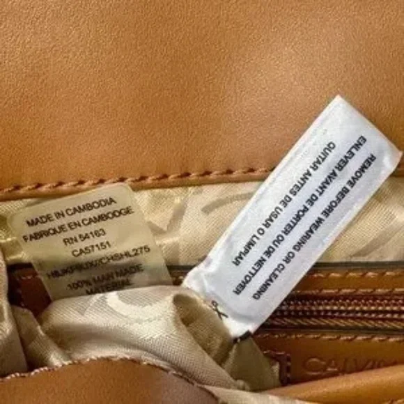 Calvin Klein Elaine Monogram Logo Denim & Brown Faux Leather Mini Backpack - Picture 12 of 14